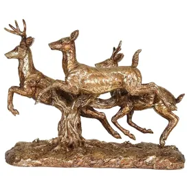 Gold Leaping Deers with Base 49 x 22 x 37cm