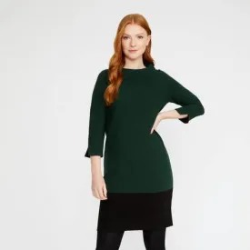 3/4 Sleeve Bardot Textured Colour Block Dress