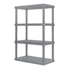 4-Tier Wide Plastic Rack Storage Shelf with 400lb. Total Capacity, Elephant Gray