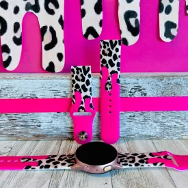 Barbie Pink Leopard Drip Print Silicone Band For Samsung Watch