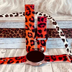 Burnt Orange Leopard Print Silicone Band For Samsung Watch