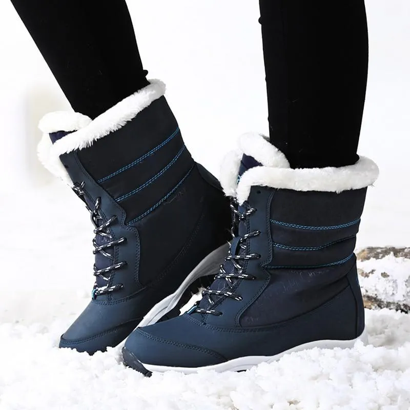 Chic FUR Womens Waterproof Winter Snow Ankle Boots Shoes