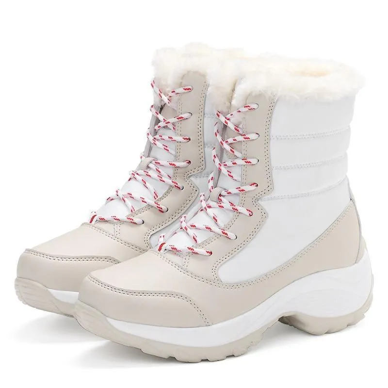 Chic FUR Womens Waterproof Winter Snow Ankle Boots Shoes