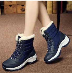 Chic FUR Womens Waterproof Winter Snow Ankle Boots Shoes