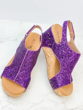 Glitter Carley Wedge by Corky’s - Purple