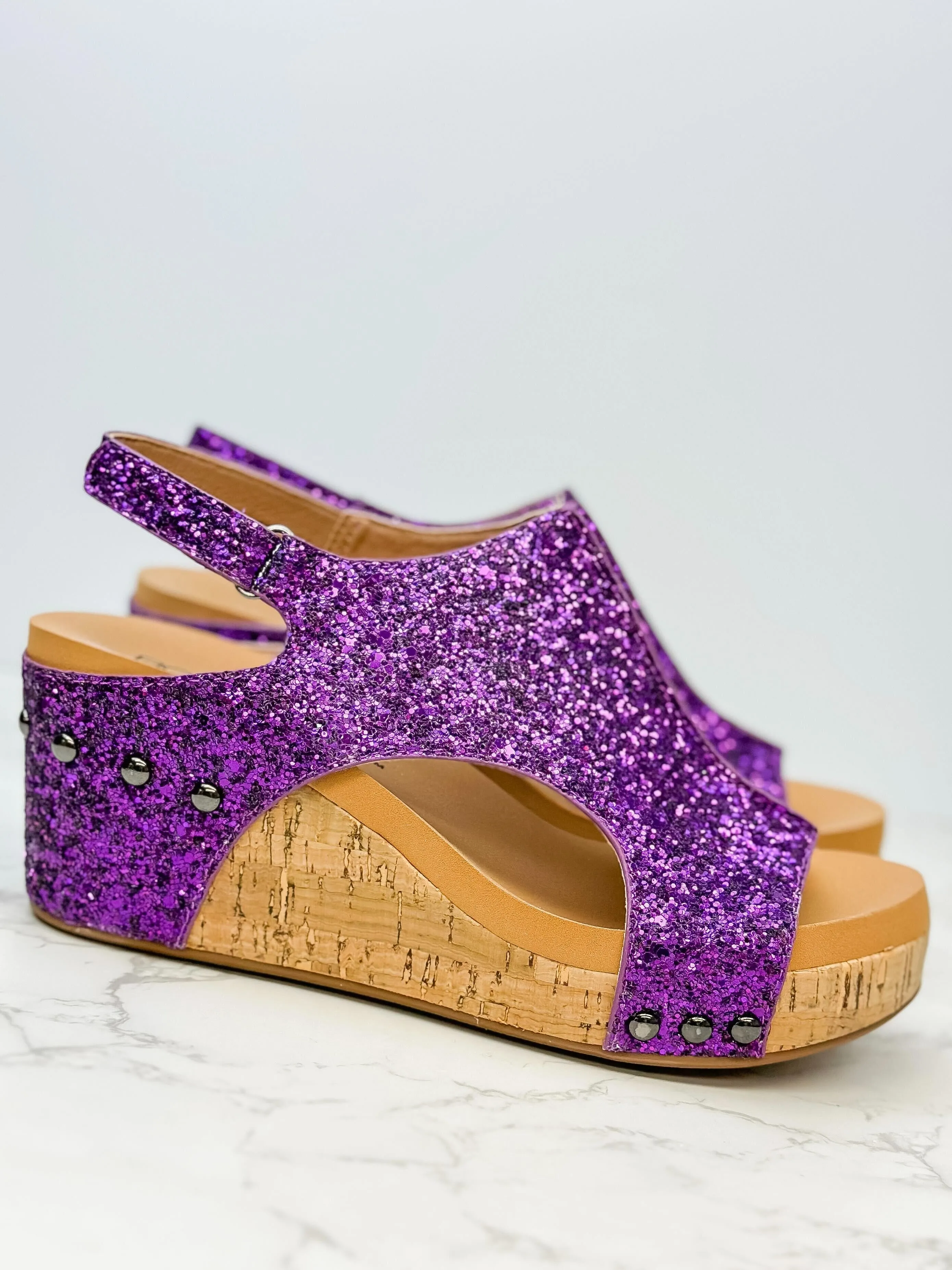 Glitter Carley Wedge by Corky’s - Purple