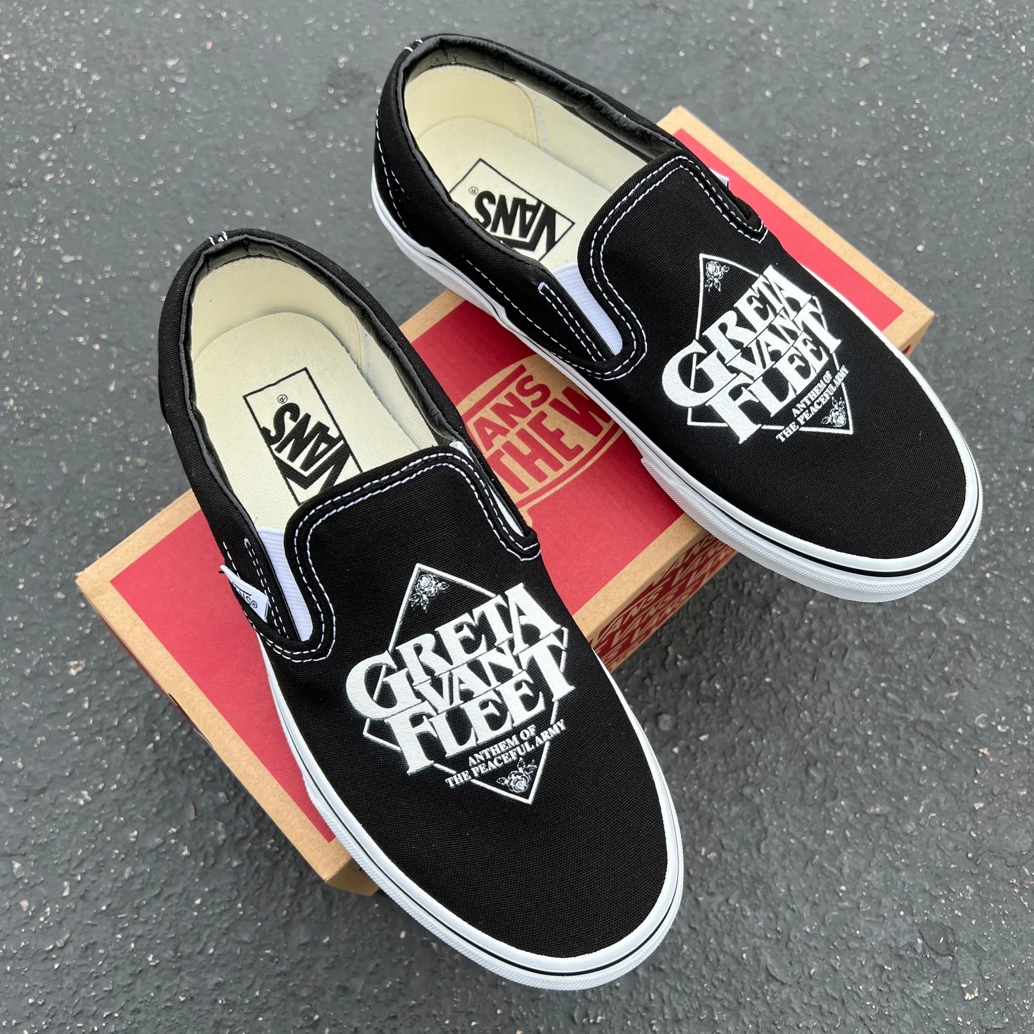 Greta Van Fleet Custom Slip On Shoes - Custom Vans Shoes