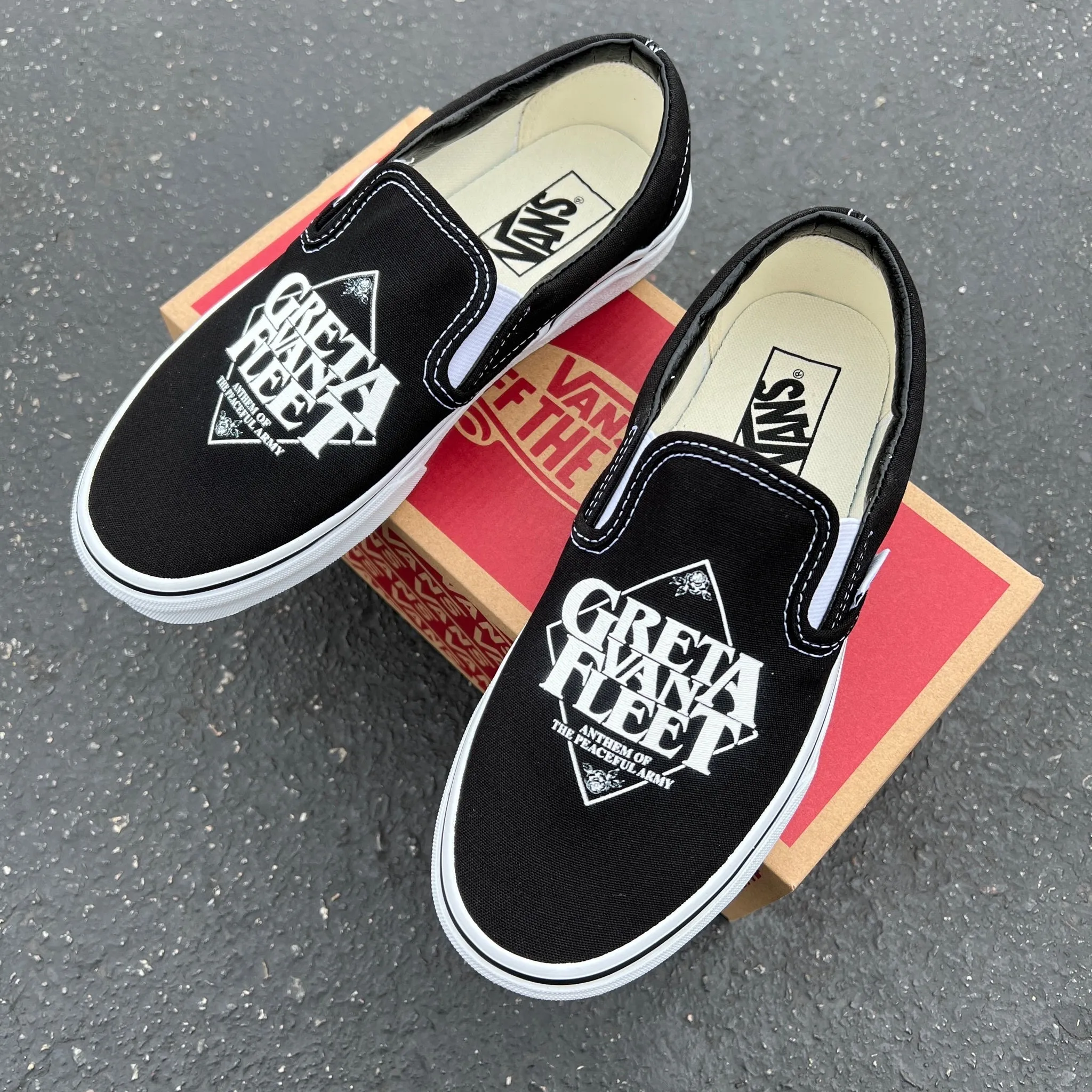 Greta Van Fleet Custom Slip On Shoes - Custom Vans Shoes