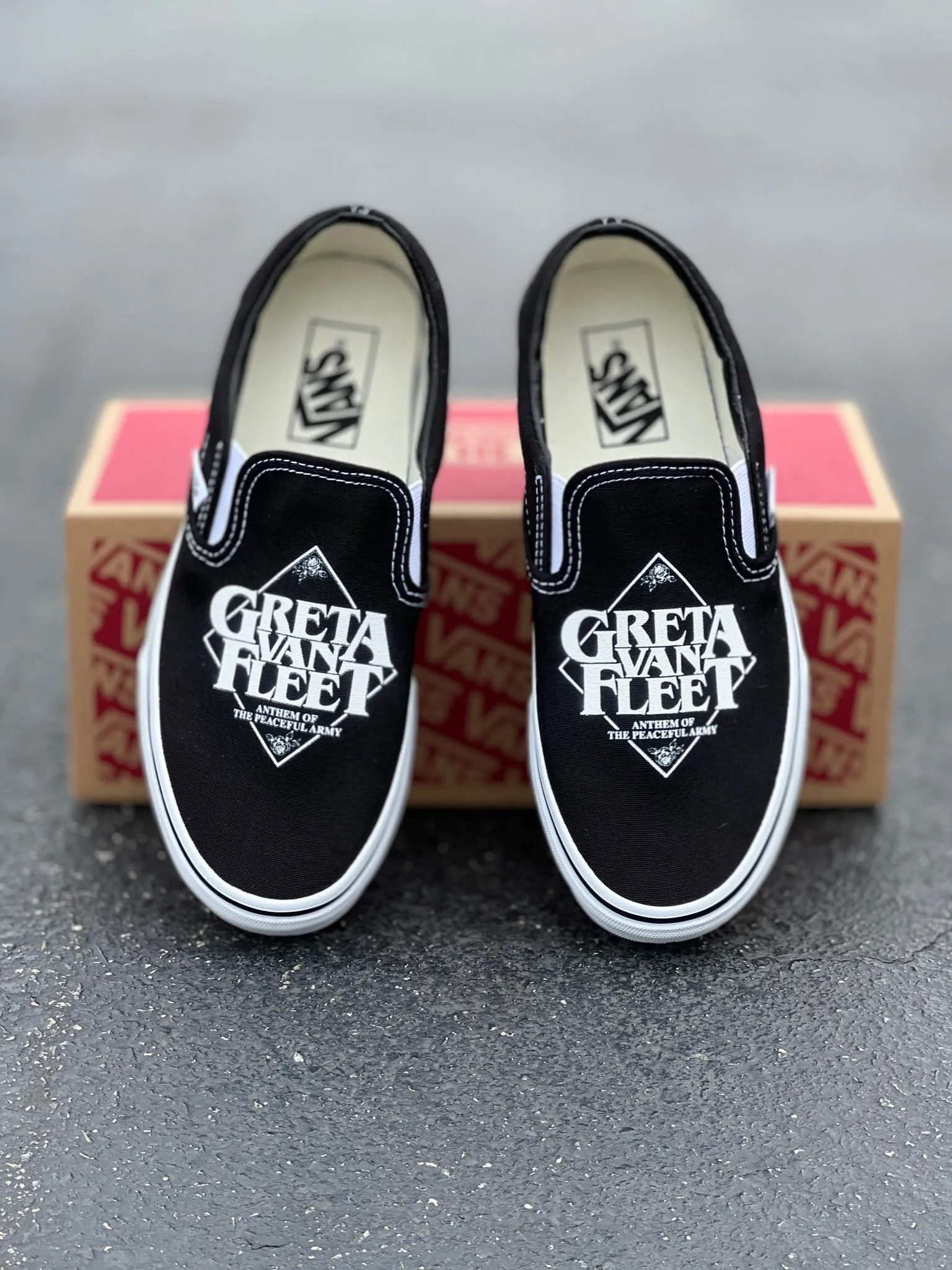 Greta Van Fleet Custom Slip On Shoes - Custom Vans Shoes