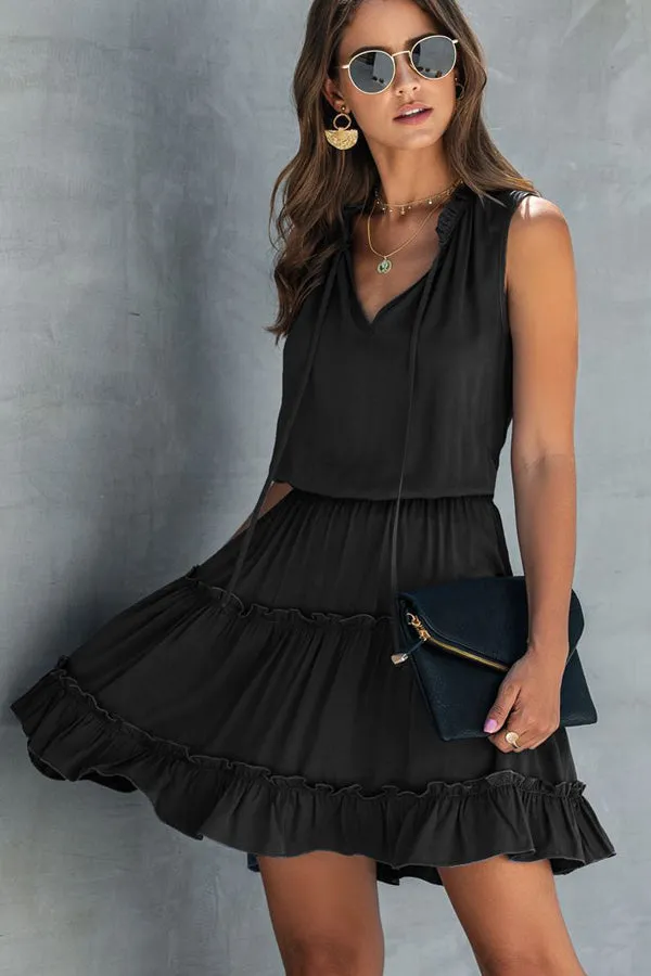 Halter Neck Tie Trendy Waist Solid Casual Dress