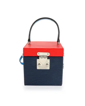 Indigo & Coquelicot Epi Bleecker Box Handbag