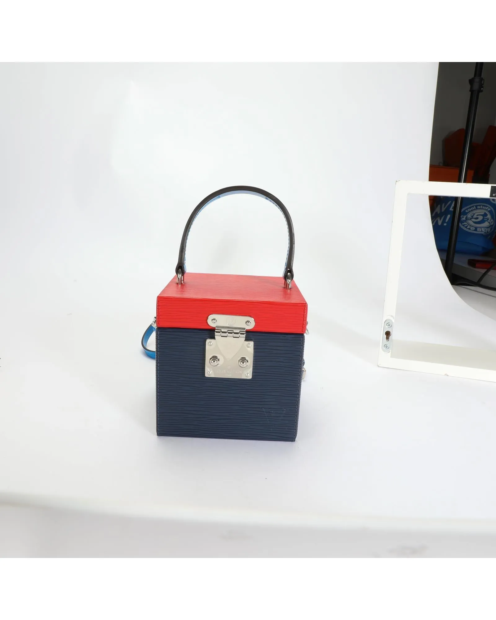 Indigo & Coquelicot Epi Bleecker Box Handbag