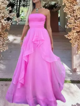 Pink Long Formal Gowns, Pink Party Dresses