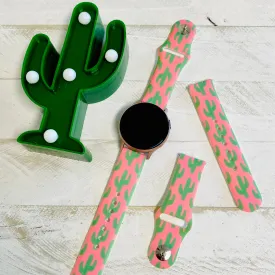 Pretty In Pink Cactus  Print Silicone Band For Samsung Watch