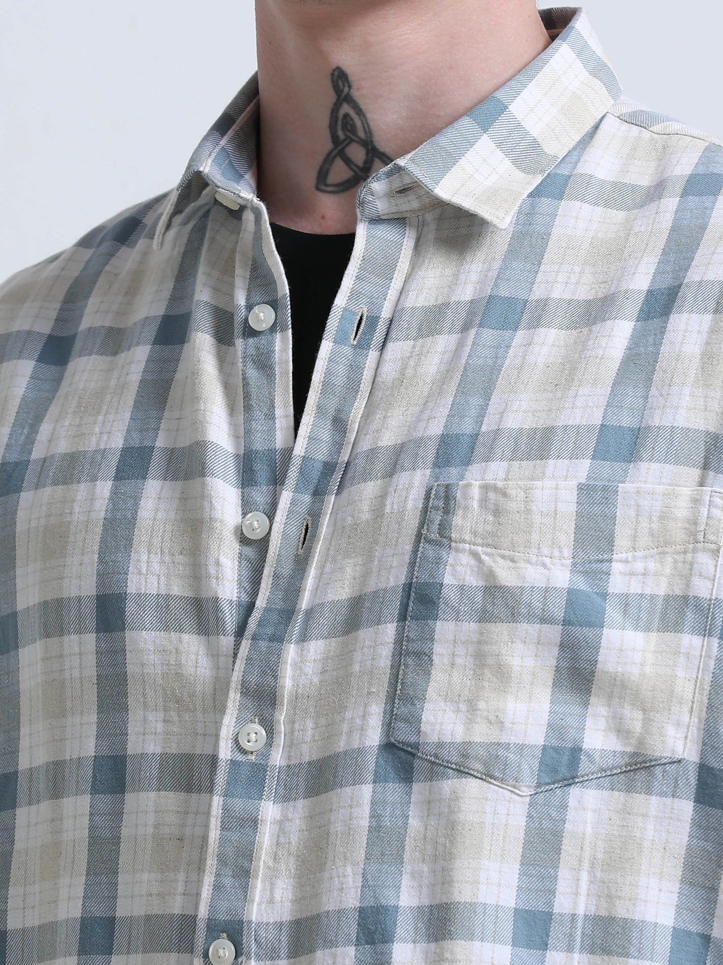 Rune - Relaxed Checks Shirt - Blue