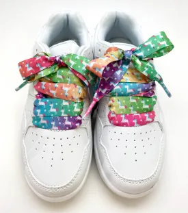 Satin Shoelaces rainbow unicorns ideal for hip hop dance, dance team, sneaker junkie, cheerleading, wedding, prom in 36" and 44" lengths