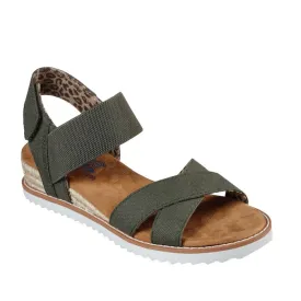 Skechers Bobs Womens Desert Kiss Secret Picnic Wedge Sandal Olive