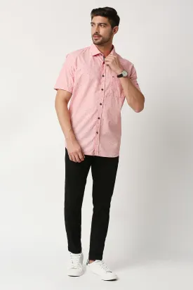 Slim Fit Fil-a-fil Printed Halfsleeves Shirt